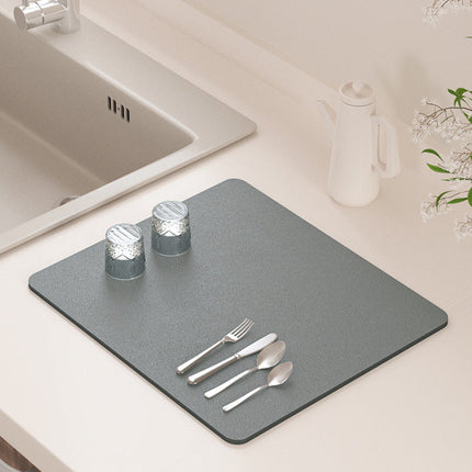 Absorbent Kitchen Dish Drying Mat, Quick Dry Countertop Draining Mat for Dishes, Stores Flat in a Drawer, 7 Colors