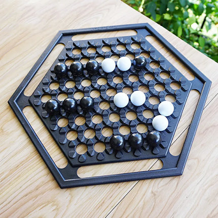Marble Strategy Board Game for 2 Players, Push and Block Tabletop Game with Black and White Marbles