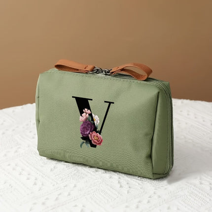 Elegant Makeup Bag Travel Organizer with Letter Design | Chic Cosmetic Case for Beauty Essentials