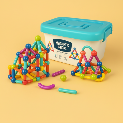 Magnetic Building Blocks Set with Durable Pieces | STEM Educational Toy for Creative Learning and Fine Motor Skills