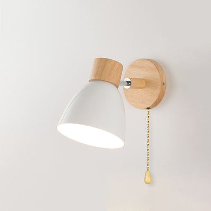 Scandinavian Wall Sconce with Adjustable Light Angle | Modern Wood & Iron Accent Lamp for Cozy Indoor Spaces
