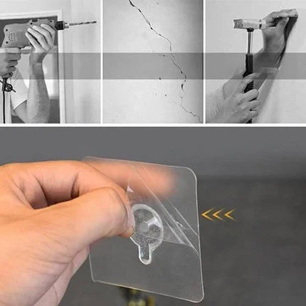 Adhesive Wall Hooks Set with Threaded Bolt and Nut, No Drill Mounting for Shelves on Glass, Mirrors and Smooth Walls (Set of 10)