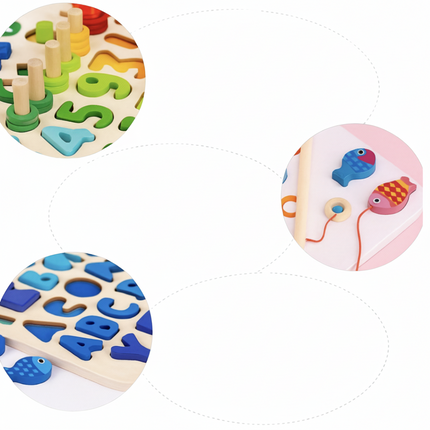 Montessori Wooden Activity Board for Toddlers with Cognitive Games | Interactive Learning Toy for Early Development