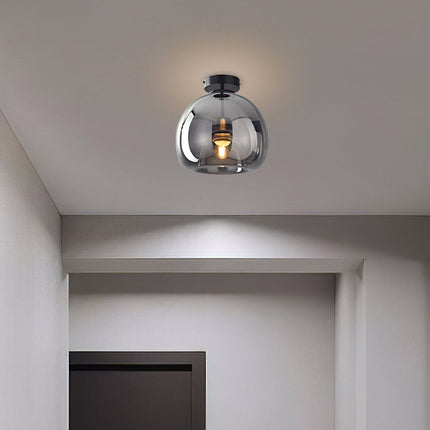 Vintage Bubble Glass Ceiling Light Pendant with Amber Shade | Retro Design for Elegant Home Ambience