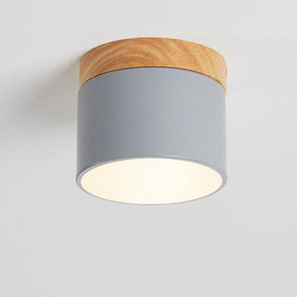 Scandinavian Ceiling Light with 3-Color LED & Wooden Accent | Minimalist Flush Mount for Ambient Illumination