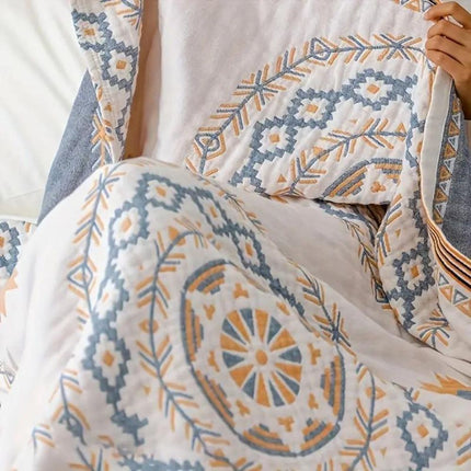 Mandala Boho Throw Blanket with Woven Fabric Design | Stylish Room Accent for Sofas and Beds