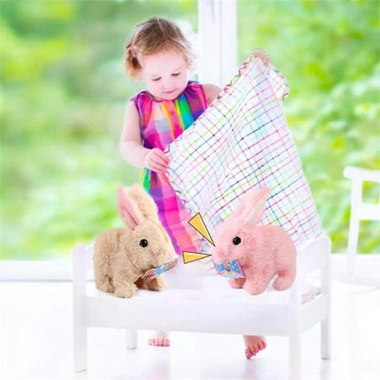 Jumping Plush Bunny Toy for Kids, Soft Interactive Walking Rabbit with Squeaky Sounds and Wagging Tail, 3 Colors