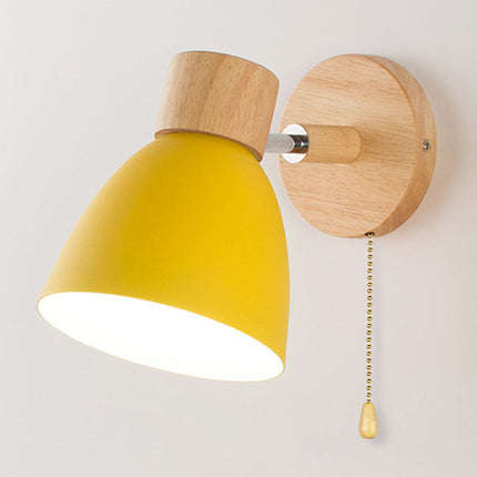 Scandinavian Wall Sconce with Adjustable Light Angle | Modern Wood & Iron Accent Lamp for Cozy Indoor Spaces