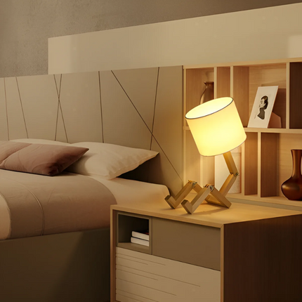 Adjustable Wooden Table Lamp with Flexible Joints | Handcrafted Soft Light for Cozy Interiors