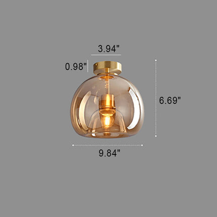Nordic Glass Ball Ceiling Light with Smoke Grey Finish | Semi-Flush Mount for Elegant Ambient Illumination