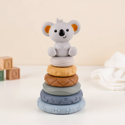 Sensory Baby Stacking Toy with Textured Teething Cubes | Educational Play for Motor Skills and Teething Comfort