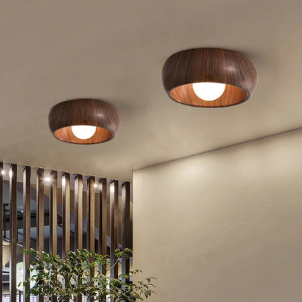 Minimalist Wooden Ceiling Lamp with Soft Ambient LED Light | Elegant Illumination for Modern Interiors