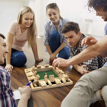 Wooden Math Learning Board Game Set with Compact Design | Fun Family Tabletop Activity for 2-4 Players