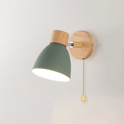Scandinavian Wall Sconce with Adjustable Light Angle | Modern Wood & Iron Accent Lamp for Cozy Indoor Spaces