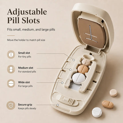 Portable Pill Cutter with Precision Blades | Compact Tool for Easy Medication Management