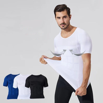 Compression Undershirt for Men, Seamless Slimming Base Layer in Breathable Stretch Fabric, Sizes M to 2XL