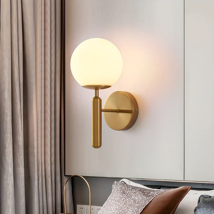 Modern Glass Globe Wall Sconce with Polished Metal Finish | Elegant Illumination for Bedrooms and Living Spaces