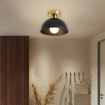 Modern Semi-Flush Ceiling Lamp with Matte Metal Finish | Compact Design for Hallways and Bedrooms