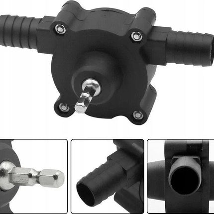 Drill Powered Water Pump Attachment, Portable Transfer Pump with Hose Connections for Ponds and Tanks