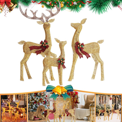 LED Reindeer Garden Set for Outdoor Christmas Decorations | Warm White Light with Multiple Modes for Festive Displays