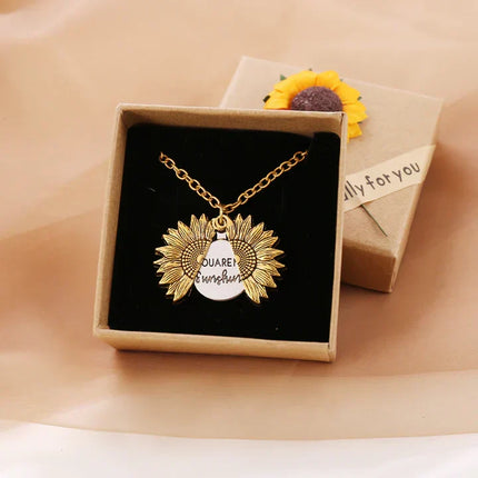 You Are My Sunshine Pendant Necklace with Heart Charm, Sentimental Message Jewelry Gift for Everyday Wear