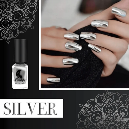 Mirror Nail Polish with Chrome Metallic Finish, High Gloss Reflective Manicure Lacquer in 4 Shades