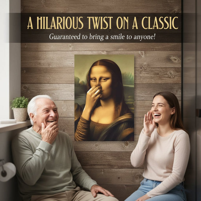 Canvas Prints for Bathroom, Funny Bathroom Wall Art, Renaissance Lady Holding Nose Restroom Wall Decor