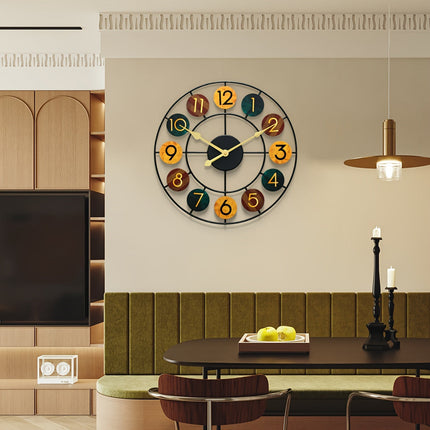 Colourful Metal Wall Clock with Silent Quartz Movement | Retro Design for Stylish Home Decor