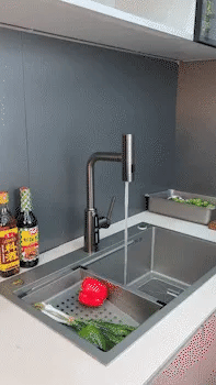 Kitchen Sink Faucet with 3 Spray Modes, Waterfall and High Pressure Tap with 360 Degree Swivel