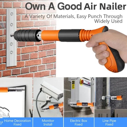 Nail Gun for Concrete and Wood, Nail Shooter Gun with 4 Power Levels and Depth Control, Woodworking Tools for Brick