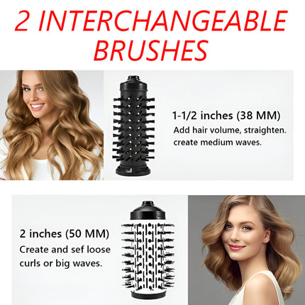 Rotating Hot Air Hair Brush Styler with Adjustable Temperature | 3-in-1 Tool Set for Effortless Curls and Volume