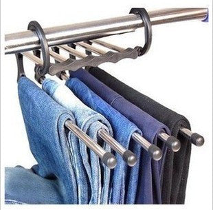 5 in 1 Wardrobe Hanger Set, Space Saving Closet Organizer with Retractable Rods for Pants, Scarves and Belts, White or Black