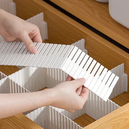 Adjustable Drawer Dividers, Snap Together Organizer Set in 2 Color Options for Clothes, Makeup and Desks