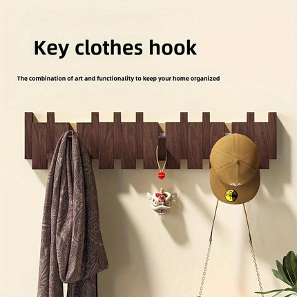 Foldable Wooden Wall Hooks with Piano Key Design | Space-Saving Hanger Rack for Coats and Accessories