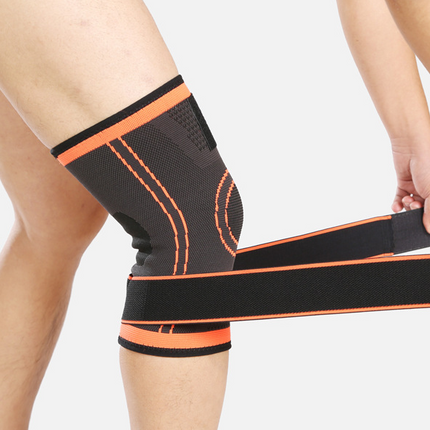 Sports Knee Pads with Adhesive Tape, Breathable Double Beam Meniscus Support, Sizes S to XXXL