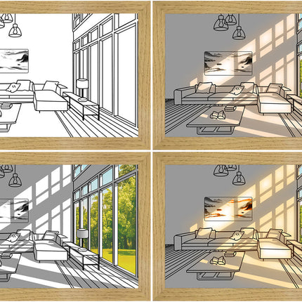 Illuminated Wall Art Panel, 11 Scenic Designs and 2 Sizes, Glowing Decor for Living Room and Bedroom