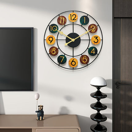 Colourful Metal Wall Clock with Silent Quartz Movement | Retro Design for Stylish Home Decor
