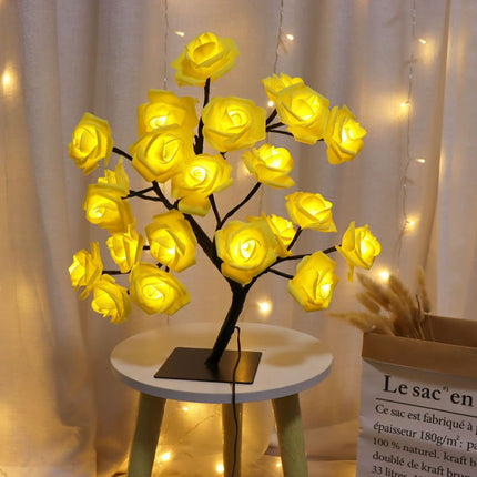 Rose Lamp, USB Powered Flower Night Light with Warm Decorative Glow for Bedside Tables, Shelves and Gifts