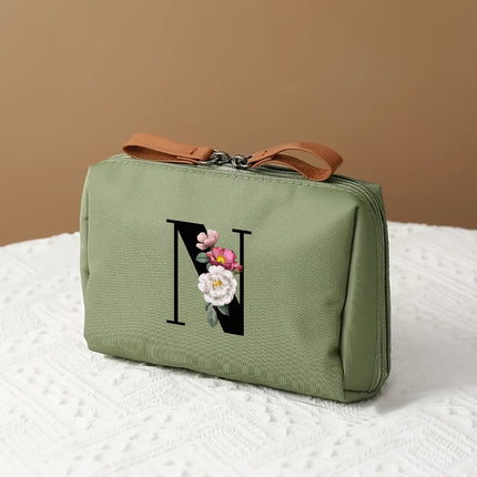 Elegant Makeup Bag Travel Organizer with Letter Design | Chic Cosmetic Case for Beauty Essentials