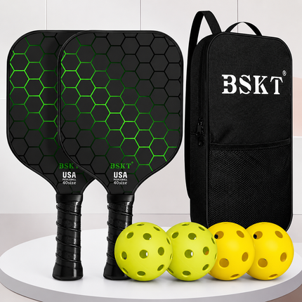 Pickleball Paddle Set with Lightweight Fiberglass Paddles & Balls | Complete Set for Indoor & Outdoor Fun