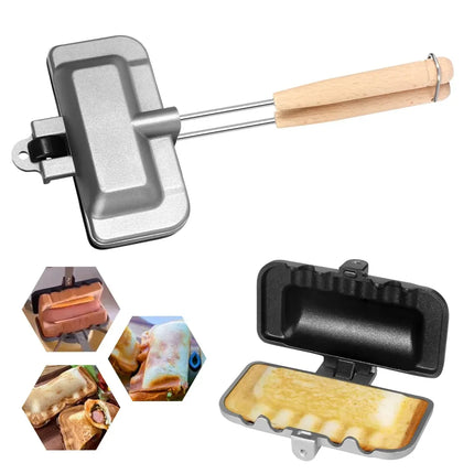 Non-Stick Sandwich Pan with Even Heat Grill Press and Corrugated Crimp Edge, Kitchen and Campfire Toastie Maker