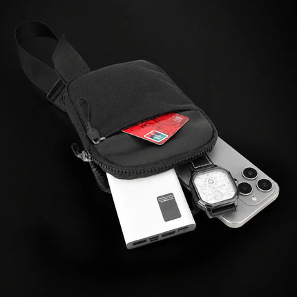 Compact Crossbody Bag, Water Resistant Shoulder Bag with Front Pocket and Zip Compartment for Commuting and Travel