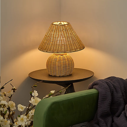 Bamboo Woven Desk Lamp with Handcrafted Shade | USB-Powered Ambient Light for Relaxing Spaces