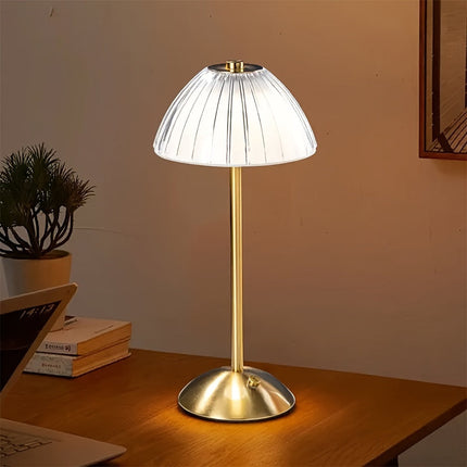Dimmable LED Table Lamp with Crystal Shade | USB Rechargeable Touch Control for Elegant Ambiance