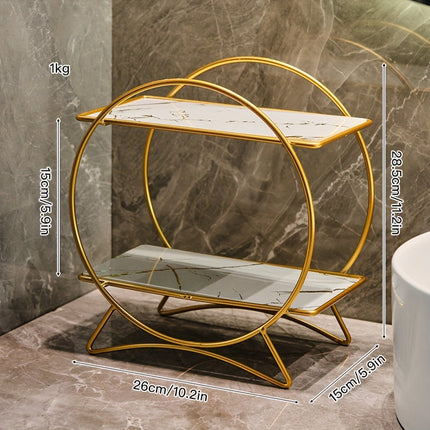 Double-Tiered Bathroom Organiser with Cat Ear Base | Space-Saving Metal Shelf for Skincare and Cosmetics