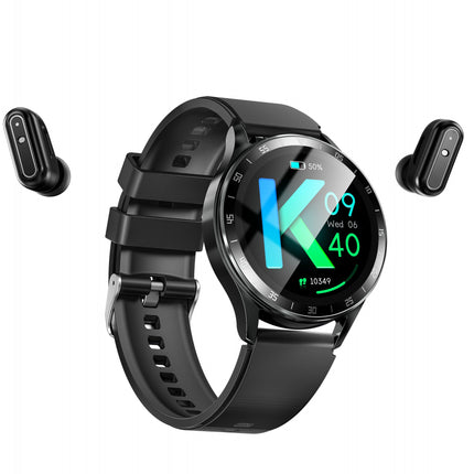 Smartwatch with Built-In Wireless Earbuds, 10 Sport Modes, Heart Rate and Blood Oxygen Monitoring, Call Noise Reduction