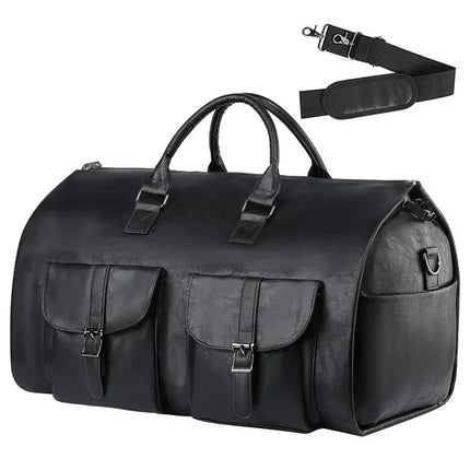 Duffle Bag for Travel, Convertible Garment Bag with Shoe Compartment, Leather or Canvas Travel Bag with Shoulder Strap