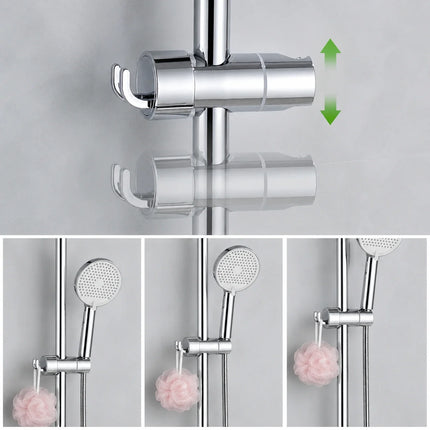 Shower Head Holder for Slide Rail with 360 Degree Rotation and Loofah Hook, Height Adjustable Handheld Shower Mount