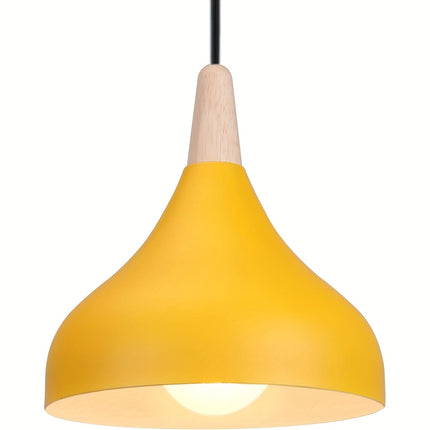Teardrop Pendant Light with Adjustable Height | Metal & Wood Modern Lamp for Soft Ambient Dining Lighting