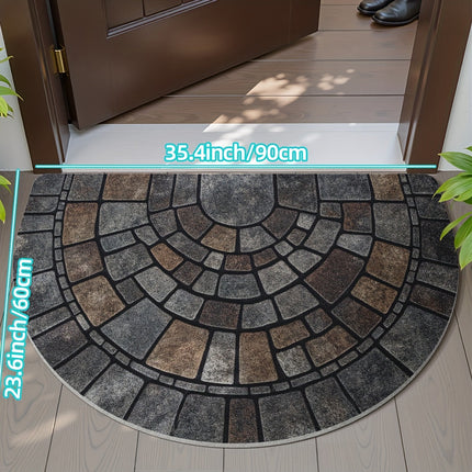 Mosaic Door Mat with Non-Slip Backing | Stylish Semicircular Design for Indoor and Outdoor Use